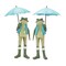 Melrose Set of 2 Frog with Umbrella Tabletop Figurines 11.25"